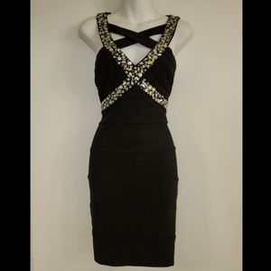 Bejeweled bodycon little black dress